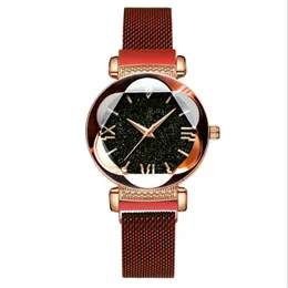 Mulilai marca céu estrelado luminoso quartzo cwp relógios femininos banda de malha magnética flor dial luxo nobre senhoras relógio pulseira2007