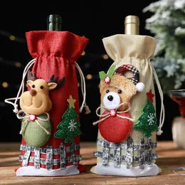 기타 이벤트 파티 용품 크리스마스 와인 병 커버 산타 클로스 샴페인 드로우 스트링 가방 테이블 장식 년 크리스마스 나비다드 선물 230923