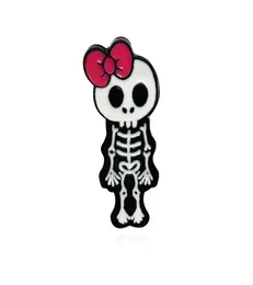 Cartoon Skeleton Boys Girls Brooches for Women Red Knot Blue Hat Enamel Paint Lapel Pins Punk Style Badges Gift Friends Collar Pin8057169