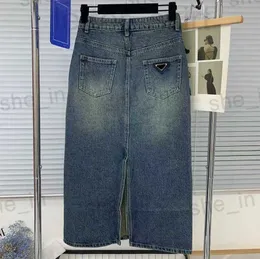 Jupes LuxueuxÉté Jupe Longue Designer Femme Mode Denim Lettres Élégantes Pantalon Fendu Modèle Classique Une Ligne Femmes Pantalon Vêtements JEKK