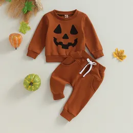 Clothing Sets 0611 Lioraitiin 03Years Toddler Boys Fall Outfits Pumpkin Face Print Sweatshirts Long Pants 2Pcs Halloween Clothes Set 230923