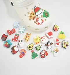 27pcs Santa Christmas Tree Charms Shoe Buckle Cute Gifts Diy Wristbands Toy PVC Fit Party Decoration Accessories2450460