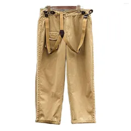 Męskie spodnie zawiesiny luźne proste multi-kore khaki kombinezon na zewnątrz swobodny retro ładunek dla męskiego chłopaka