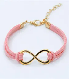 Hot Cheap Punk Fashion Vintage Infinity 8 Leather Bracelets For Women Gift Bangles Men Jewelry1702771