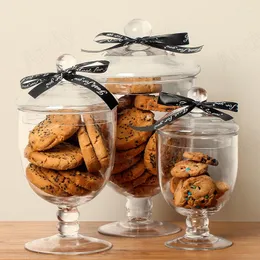 Bouteilles de stockage Pot en verre européen thé de l'après-midi organisateur de biscuits de bureau salon pots de bonbons transparents décoration de la maison créative