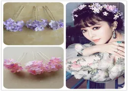 2016 Fashion design Married Hair Jewelry Silk wedding Bridal flower hair pin artificial flower hydrangea Hair Stick hair accessori5691721