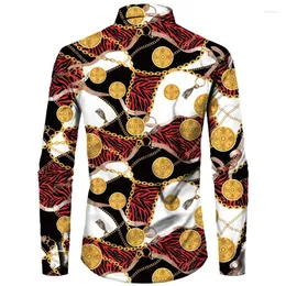 Men's Dress Shirts Tops Retro Luxury Prom Party Luminous Buttons Nightclub Fashion Trend Lapel Long Sleeve Shirt For Men S-6XL