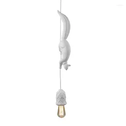 Pendant Lamps Animal Chandelier Bedroom Energy-Saving Children's Room Decorative Lamp Creative White Resin Personality Squirrel