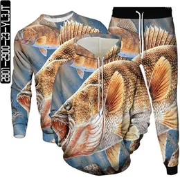Men's Tracksuits Animal Fish Dolphin Ocean Pattern Print Men Fashion Tracksuit Hoodies Sweatshirt Pants 3pcs Set Women Casual Clothes Suit