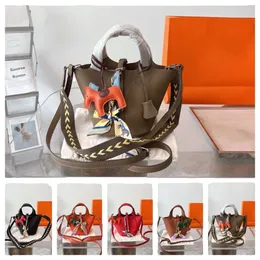 5a Damen-Handtaschen mit strapazierfähigem Kordelzug aus hochwertigem Leder, Designer-Modetaschen mit Griff oben, Kunstwerk, zweifarbige Shopping-Geldbörsen, 20 cm