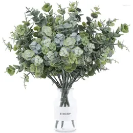 Fiori decorativi 20 cm Foglie di eucalipto artificiale Matrimonio Decorazione domestica Bouquet Pianta verde Rami finti