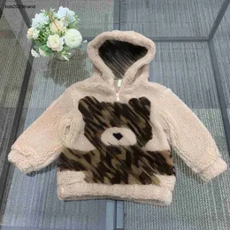 Warm Lamb Wool Coat for kids fashion Child Hooded jacket Size 110-160 CM Letter Doll Bear Print Baby Autumn Outwear Sep20