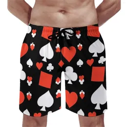 Erkek şort poker kartları tahta kırmızı kalpler gündelik plaj erkek özel spor sörf hızlı kurutma yüzme gövdeleri hediye
