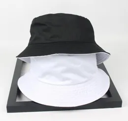 Cloches Two Side Reversible Black White Solid Bucket Hat Unisex Chapeau Fashion Fishing Hiking Bob Caps Women Men Panama Summer14457361
