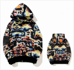 Erkek Hoodies Sweatshirts Tasarımcı Zip Hoodie Shark Işınlı Kamuflaj Kapüşonlu Kazak Sweatshirtler Gevşek Uzun Kollu Kapüşonlu Jumper Spor Giyim Pamuk