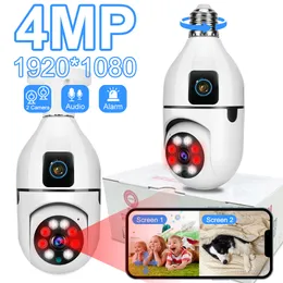 IP-Kameras Indoor 4MP Dual Lens Bulb Kamera CCTV Wifi IP66 Wasserdichter externer Sicherheitsschutz Wireless Home Mobile Monitor 230922