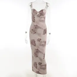 여자 섹시한 꽃 무도회 슬림 드레스 이브닝 파티 스트랩 긴 슬림 슬립 드레스