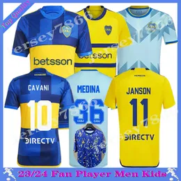 2023 2024 Cavani Boca Juniors män barnfotbollströjor Maradona Benedetto Marcos Rojo Carlitos de Rossi Tevez Salvio Barco Janson Medina Football Shirt