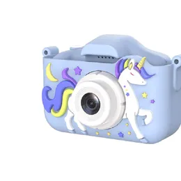 Toy Cameras Kids Camera Funny Cute Toys Unicorn Children Digital 2 Inch Screen Front and Rear Dual Birthday Gifts for 230922