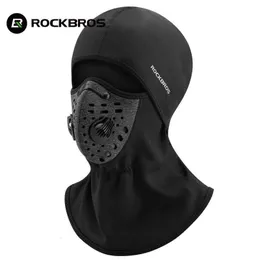 Cycling Caps Masks Rockbros official Winter Thermal Fleece Ski Mask Snowboard Hood Full Face Cover Scarfs Balaclava Windproof Headgear 231017