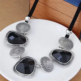 Moda vintage gargantilha colar de declaração feminino bijoux corda corrente resina geométrica colares pingentes grandes colares grossos244l