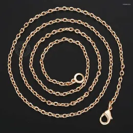 Ketten Dünne Halskette Für Frauen Mädchen 585 Rose Gold Farbe Rolo Kabel Link Kette Elegante Schmuck 50 cm 2mm Drop DCN14A