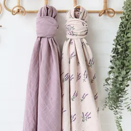 Sovsäckar baby muslin swaddle wrap bambu bomull född mottagande filt sommar baby dynen eukalyptus lämnar salvia grön set 230923