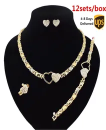 12 Setslot Bridal jewelry Necklace Earrings 14K Gold plated jewelry set for women wedding jewelry set bracelets8798027