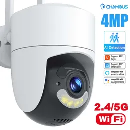 IPカメラ2K 4MP Tuya Wifi Camera Outdoor 2.4G 5G Surveillance 360​​ Mini Security Alexa Google Homeビデオモニター230922