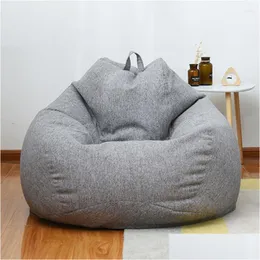 Chair Covers Ers Lazy Sofa Er Bean Bag Lounger Seat Living Room Furniture Without Filler Beag Bed Pouf Puff Couch Tatami Drop Delivery Dhu7V