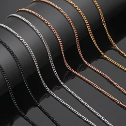 2.3/3mm Basic Curb Link Chains Not Fade Necklace DIY 304 Stainls Steel Gold Plated Black Choker Necklac Fashion Punk Dign Hip Hop Jewelry Gifts 18-24