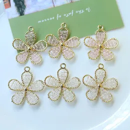 Decorative Objects Figurines 2pcs Korea glass crystal alloy flower Pendant Charms for Necklace Bracelet Earrings Jewelry Making Diy Findings 230923