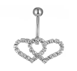 0335 2 colors Belly Button Rings Body Piercing Jewelry double heart clear5424613