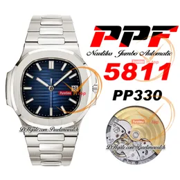 PPF Jumbo 5811 PP330 Automatyczne męskie Watch 41 mm niebieski teksturowy markery kijowe stali nierdzewne bransoletka super wersja puretime th: 8,2 mm