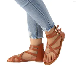 Sandálias de dedo do estilo boêmio Sandálias folclóricas Sapatos de verão sem calcanhar Estudante salto romano casual para mulheres