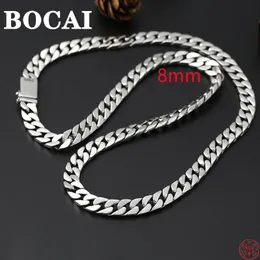 Chokers BOCAI Trendy S925 Sterling Silver Necklace for Men Women Simple 7mm 8mm Horsewhip- Chain Pure Argentum Fashion Jewelry 230923