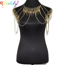 Chokers ccbodily bohemia dubbel pärla magkedja kropp smycken kvinnor sommar sexig bikini strand midja kedja glamour retro axelkedja 230923