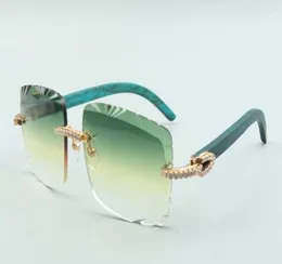 2021 Новейший стиль, распродажа, прямые очки с бирюзовыми деревянными дужками, 3524020, режущие линзы, средние солнцезащитные очки с бриллиантами, размер 588665850