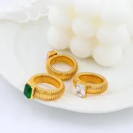 Fedi nuziali Anello di elasticità con filo in acciaio inossidabile stile retrò semplice per le donne Regalo di fidanzamento con gioielli in cristallo colorato con design a osso di serpente