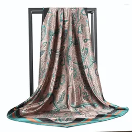 Scarves 2023 Silk Head Scarf Headwraps For Women Green Paisley Clothes Match Headcloth Headscarf Foulard Bandana Hair Band