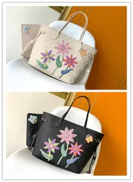 المصمم الفاخر Yayoi Kusama Neverf Mm M21733 Flower White Handbag حقيبة الكتف حقيبة الكتف 7A أفضل جودة