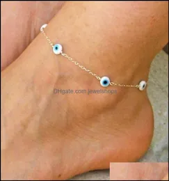 Anklets Jewelry Bohemian Layered Beads Bracelet Anklet For Women Leg Chain Blue Evil Eye Pendant Summer Beach Foot Drop Delivery 29341400