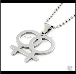 Pendant Jewelry Fashion Rainbow Necklace Lesbian Necklaces Pendants For Women Gay Pride Sier Color Jewelry Bead Chain Link 24Inc1075703