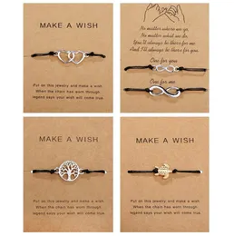 Make a Wish Paper Card Adjustable Link Bracelet Turtle Elephant Tree Map Flower Handmade Woven Bracelets Simple Fashion Women Jewe5091423