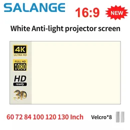 Проекционные экраны Salange Экран проектора с белой сеткой Anti-Light 16 9 Проекционный экран для дома 72 84 100 120 130 дюймов Портативная светоотражающая ткань 230923