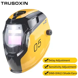 Cykelhjälmar Smart Solar Litium Battery Darken Tig Mig MMA Mag True Color Welding Mask Helmet och PC Protection Sheet 230923