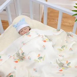 Blankets Swaddling Muslin Fabric Bamboo Fiber Baby Cartoon Holding Blanket Swaddle Mutiple Stroller Items For borns Bath Towel Birth Maternity 230923