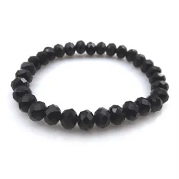 Black Color 8mm Faceted Crystal Beaded Bracelet For Women Simple Style Stretchy Bracelets 20pcs lot 314M