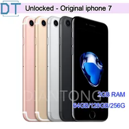 리퍼브 오리지널 Apple iPhone 7 4.7 인치 지문 iOS A10 쿼드 코어 2GB RAM 32/128/256GB ROM 잠금 해제 된 4G LTE 전화, 100% 완전 기능