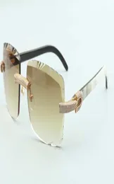 2021 Новейший стиль, солнцезащитные очки с дужками и натуральными гибридными рогами буйвола 3524020, режущие линзы, очки с микропаве, размер 58184983886